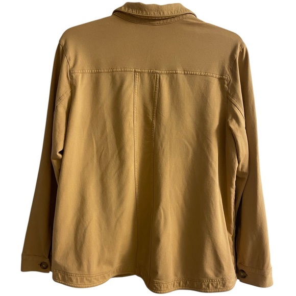 J Jill barn jacket shacket camel color button front cotton Medium Petite - Picture 2 of 8